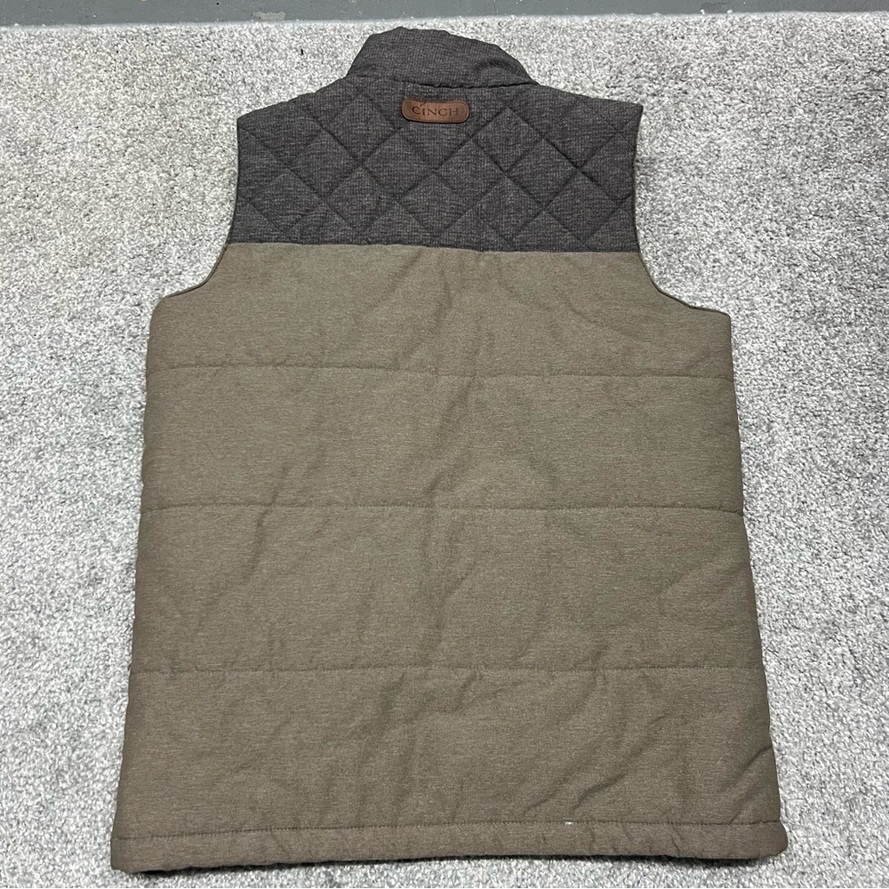 Cinch Vest Men's Small Tan Quilted Full Zip Snap Western Pockets Drawstring - Picture 6 of 7